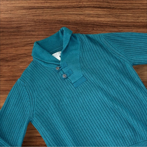 NWT Duluth Trading Blue Green Thick Shawl Collar Wool Blend Sweater Men L - Picture 1 of 9